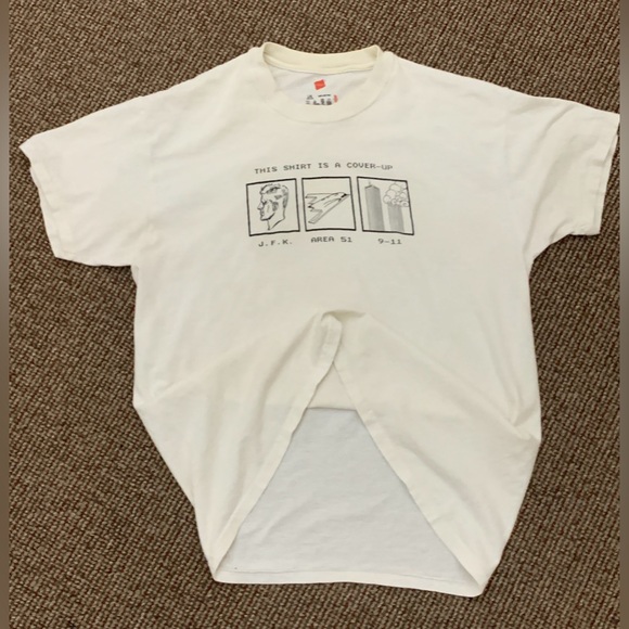 Rare Vtg Men’s Large This Shirt Is a Cover Up Conspiracy Theory T Shirt Unisex - Picture 6 of 11